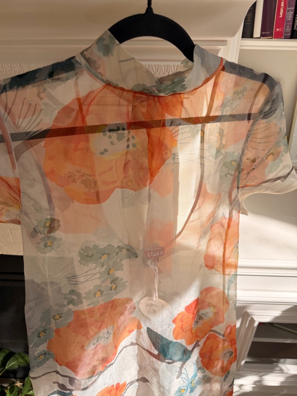 New with tags STAUD Calluna Poppy Floral sheer organza tie back maxi gown Dress - Picture 8 of 15